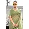 Pista Green Chiffon Sequins Work Party Wear Plus Size Saree - 10832196397