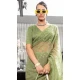 Pista Green Chiffon Sequins Work Party Wear Saree - 10832196397