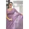 Lavender Chiffon Sequins Work Party Wear Plus Size Saree - 10832196398
