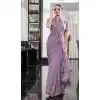 Lavender Chiffon Sequins Work Party Wear Plus Size Saree - 10832196398