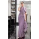 Lavender Chiffon Sequins Work Party Wear Saree - 10832196398