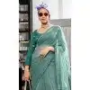 Firozi Blue Chiffon Sequins Work Party Wear Plus Size Saree - 10832196399