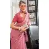 Pink Chiffon Sequins Work Party Wear Plus Size Saree - 10832196400