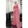 Pink Chiffon Sequins Work Party Wear Plus Size Saree - 10832196400