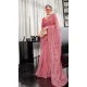 Pink Chiffon Sequins Work Party Wear Saree - 10832196400