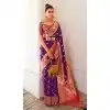 Violet Soft Silk Zari Work Traditional Wear Plus Size Saree - 10861196686
