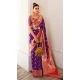 Violet Soft Silk Zari Work Traditional Wear Saree - 10861196686