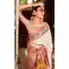 Off White Soft Silk Zari Work Traditional Wear Plus Size Saree - 10861196687