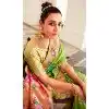Parrot Green Soft Silk Zari Work Traditional Wear Plus Size Saree - 10861196693
