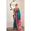 Turquoise Blue Soft Silk Zari Work Traditional Wear Plus Size Saree - 10861196695