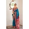 Turquoise Blue Soft Silk Zari Work Traditional Wear Saree - 10861196695