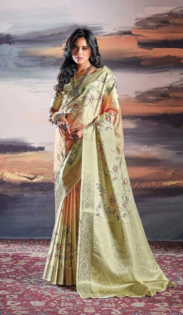 Light Green Pratistha Silk Weaving Work Party Wear Saree - 10862196696