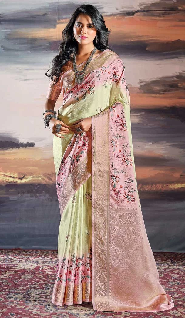 Mint Green Color Pratistha Silk Weaving Work Party Wear Saree - 10862196697