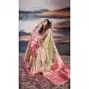 Beige Pratistha Silk Weaving Work Party Wear Plus Size Saree - 10862196699