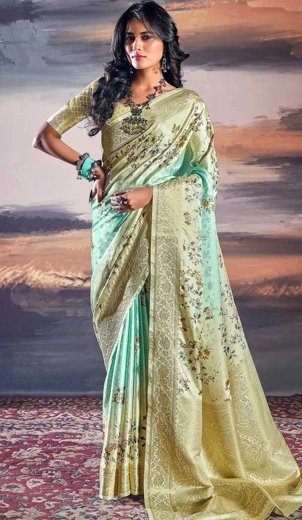 Pratistha Silk Weaving Work Party Wear Saree In Sky Blue - 10862196700