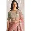 Pink Tissue Sequins Work Wedding Wear Plus Size Lehenga Choli - 10892196871