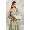 Lime Green Poly Chiffon Sequins Work Wedding Wear Plus Size Lehenga Choli - 10892196873