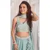 Sea Green Poly Chiffon Sequins Work Wedding Wear Plus Size Lehenga Choli - 10892196876