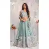 Sea Green Poly Chiffon Sequins Work Wedding Wear Plus Size Lehenga Choli - 10892196876