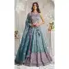 Teal Blue Organza Sequins Work Wedding Wear Plus Size Lehenga Choli - 10892196878