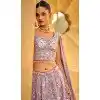 Lavender Organza Sequins Work Wedding Wear Plus Size Lehenga Choli - 10892196879