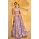 Lavender Organza Sequins Work Wedding Wear Lehenga Choli - 10892196879