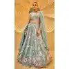 Sea Green Organza Sequins Work Wedding Wear Plus Size Lehenga Choli - 10892196880