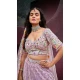 Mauve Net Embroidery Work Wedding Wear Lehenga Choli - 10892196881