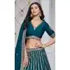 Teal Blue Art Silk Embroidered Designer Wear Plus Size Lehenga Choli - 10941197336