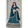 Teal Blue Art Silk Embroidered Designer Wear Plus Size Lehenga Choli - 10941197336