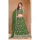 Green Organza Resham Work Traditional Wear Lehenga Choli - 10946197359