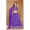 Purple Organza Resham Work Traditional Wear Plus Size Lehenga Choli - 10946197360