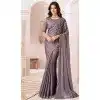 Satin Chiffon Resham Work Party Wear Plus Size Saree In Mauve Purple - 10988197794
