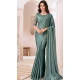 Satin Chiffon Resham Work Party Wear Saree In Mint Green - 10988197795