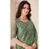 Satin Chiffon Resham Work Party Wear Plus Size Saree In Green - 10988197796
