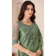 Satin Chiffon Resham Work Party Wear Saree In Green - 10988197796