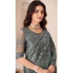 Satin Chiffon Resham Work Party Wear Saree In Grey - 10988197797