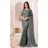 Satin Chiffon Resham Work Party Wear Plus Size Saree In Grey - 10988197797