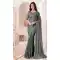 Satin Chiffon Resham Work Party Wear Saree In Grey - 10988197797