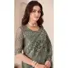 Satin Chiffon Resham Work Party Wear Plus Size Saree In Dark Grey - 10988197799