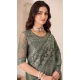 Satin Chiffon Resham Work Party Wear Saree In Dark Grey - 10988197799