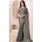Satin Chiffon Resham Work Party Wear Saree In Dark Grey - 10988197799