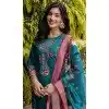 Roman Silk Embroidered Party Wear Plus Size Salwar Kameez In Morpeach - 10958197545