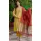 Cotton Blend Embroidered Party Wear Salwar Kameez In Yellow - 10958197547