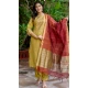 Cotton Blend Embroidered Party Wear Salwar Kameez In Yellow - 10958197547