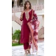 Maroon Rayon Embroidered Party Wear Salwar Suit - 10959197551
