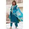 Rayon Embroidered Party Wear Plus Size Salwar Suit In Rama Blue - 10959197552