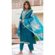 Rayon Embroidered Party Wear Salwar Suit In Rama Blue - 10959197552