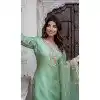 Silk Blend Embroidered Party Wear Plus Size Salwar Suit In Pista Green - 10959197555