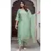Silk Blend Embroidered Party Wear Plus Size Salwar Suit In Pista Green - 10959197555